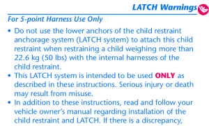 Car seat manual has information on the lower anchor limits as well