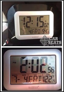 In a matter of moments, the temperature inside the car went up dramatically!