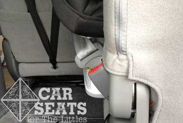 The  Britax ClickTight Convertible hangs over the side of the seat