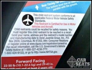 Cosco Apt 50 FAA approval label
