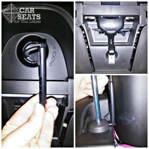 Clek Trouble Shooting tool used to remove the headrest is stored on the back of the seat