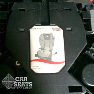 Britax Parkway SG-L manual is stored on the bottom of the booster