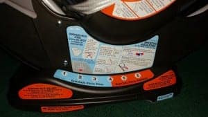 Correct Sticker featuring only English (above recline indicator)