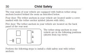 selection of a vehicle manual with information about tether anchor locations