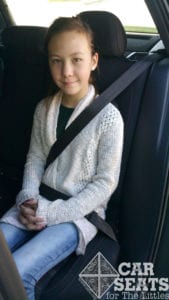 Young adults who pass the Five Step Test can ride in the vehicle seat belt in the back seat of the vehicle.