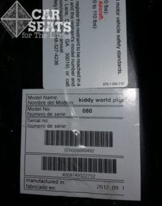 Kiddy World Plus date of manufacture label