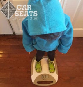 Measuring car seat weight -- fully clothed and with shoes on!