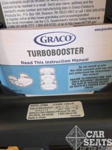 Graco TurboBooster manual storage and date of manufacture