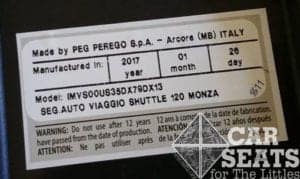 Peg Perego Viaggio Shuttle 120 date of manufacture label