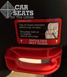 Britax Highpoint shoulder belt guide label