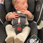 Newborn in a rear facing only car seat