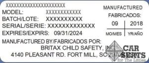 New Britax label with expiration date