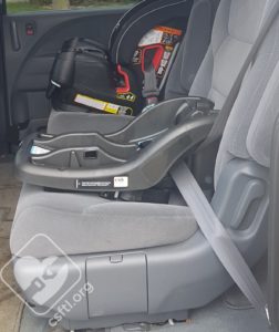 SnugRide Lite LX base installed with seatbelt