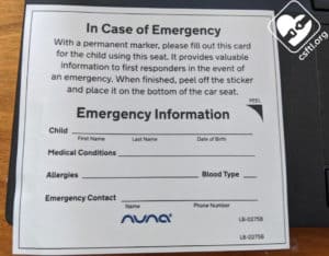Nuna child information label