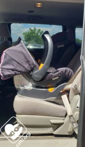 Chicco KeyFit installed with the vehicle seat belt