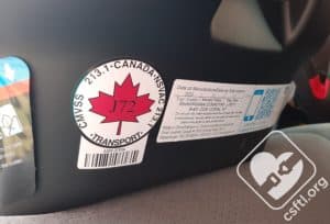 Maxi Cosi Coral XP manufacture date and National Safety Mark (for Canadian users)