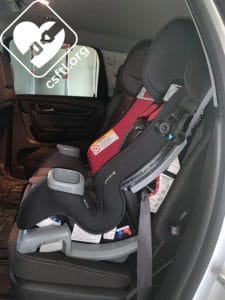 Baby Trend Cover Me forward facing with the vehicle seat belt
