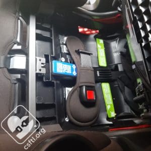 Storing the crotch buckle for booster mode of the Britax One4Life