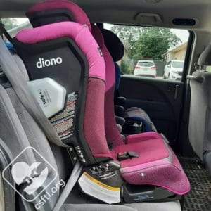 Diono Radian 3QXT installed forward facing with vehicle seat belt