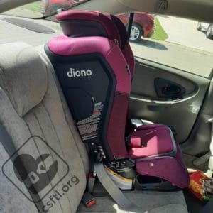 Diono Radian 3QXT installed forward facing with lap-only belt and no top tether in a 1998 Chevrolet Malibu