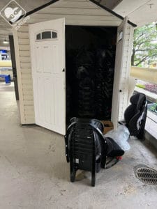 Rental car seats storage shed