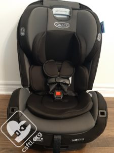 Graco SlimFit3 LX with head rest in lowest position and all padding used
