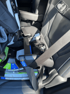 Britax Poplar ClickTight panel, vehicle seat belt in belt path