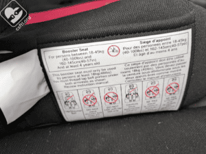 Safe Traffic System TravelSmarter booster seat label